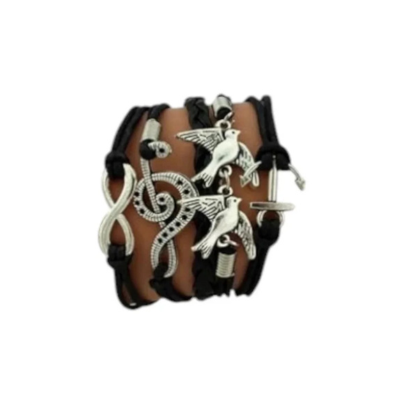 Anchor Doves Infinity Music Faux Leather Multi-layered Bracelet - Picture 3 of 3